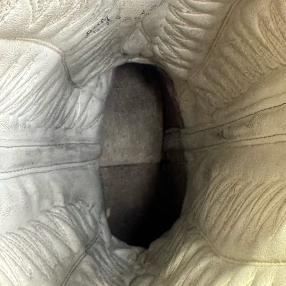 Vintage 90s Santa Fe Boot Co Cream Western Boots Womens 8.5 USA Leather - Picture 12 of 15